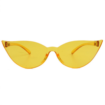 2020 One Piece Injection Cateye Yellow Fashion Sunglasses